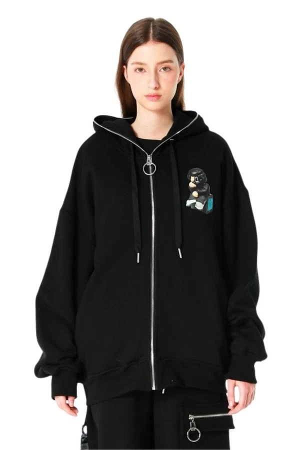 MOD WAVE MOVEMENT Ζακέτες MWM VANGUARD DOGS THINKER ZIP-UP HOODIE - BLACK
