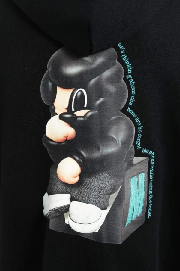 MOD WAVE MOVEMENT Ζακέτες MWM VANGUARD DOGS THINKER ZIP-UP HOODIE - BLACK