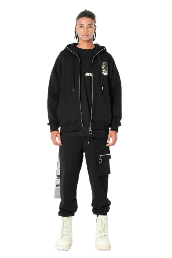 MOD WAVE MOVEMENT Ζακέτες MWM VANGUARD DOGS THINKER ZIP-UP HOODIE - BLACK
