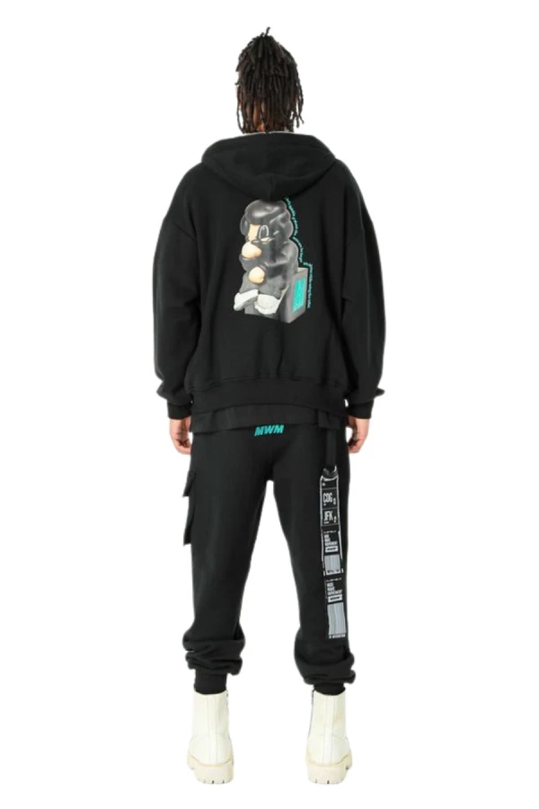 MOD WAVE MOVEMENT Ζακέτες MWM VANGUARD DOGS THINKER ZIP-UP HOODIE - BLACK