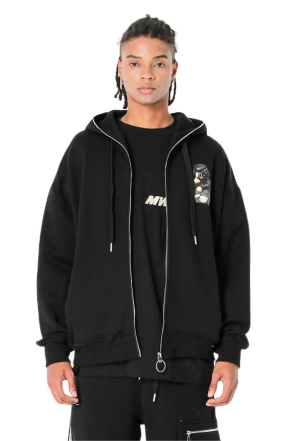 MOD WAVE MOVEMENT Ζακέτες MWM VANGUARD DOGS THINKER ZIP-UP HOODIE - BLACK