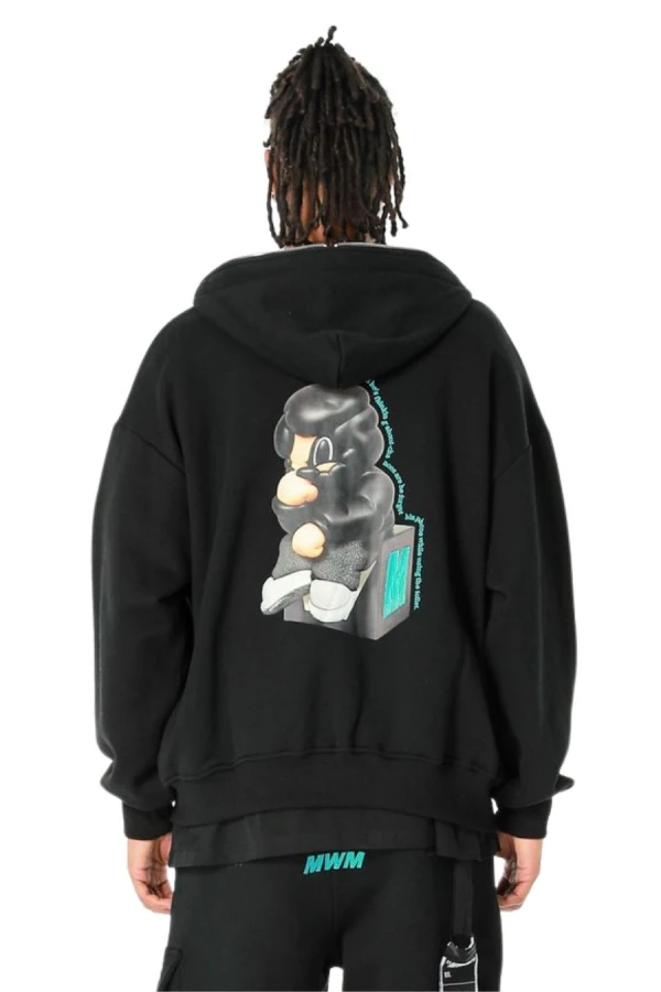 MOD WAVE MOVEMENT Ζακέτες MWM VANGUARD DOGS THINKER ZIP-UP HOODIE - BLACK