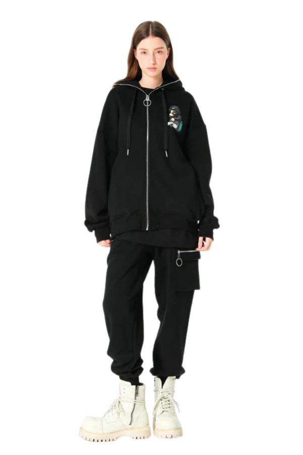 MOD WAVE MOVEMENT Ζακέτες MWM VANGUARD DOGS THINKER ZIP-UP HOODIE - BLACK