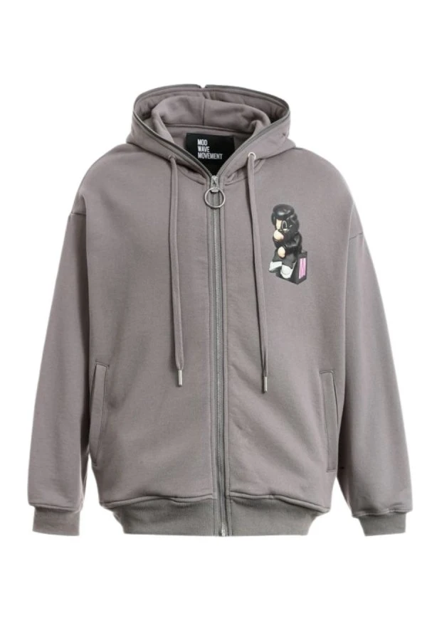 MOD WAVE MOVEMENT Ζακέτες MWM VANGUARD DOGS THINKER ZIP-UP HOODIE - GREY