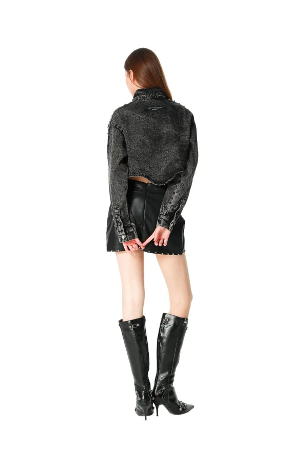 MOD WAVE MOVEMENT Πουκάμισα MWM WOMENS CROPPED ASYMETTRIC SHIRT - BLACK