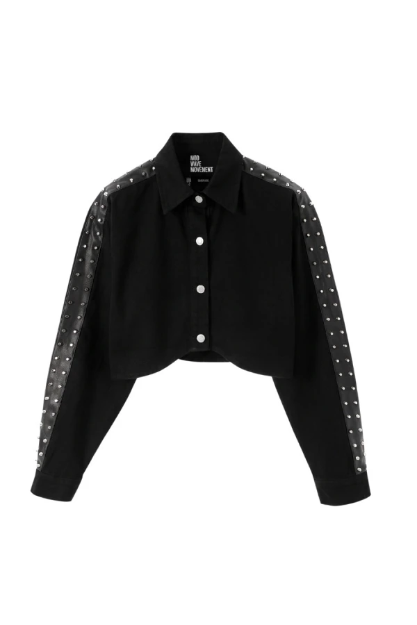 MOD WAVE MOVEMENT Πουκάμισα MWM WOMENS CROPPED ASYMETTRIC SHIRT - BLACK