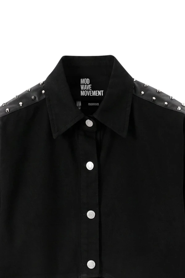 MOD WAVE MOVEMENT Πουκάμισα MWM WOMENS CROPPED ASYMETTRIC SHIRT - BLACK
