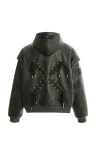 MOD WAVE MOVEMENT Μπουφάν MWM LEATHER X CORDS HOODIE JACKET - GREEN
