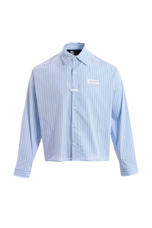 MOD WAVE MOVEMENT Πουκάμισα MWM UNISEX TEDDY CANVA PATCHES CROPPED SHIRT - BLUE