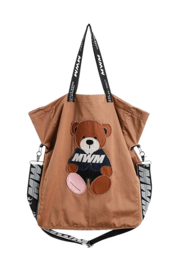 MOD WAVE MOVEMENT Τσάντες MWM TEDDY CANVAS PATCH TOTEBAG - CAMEL