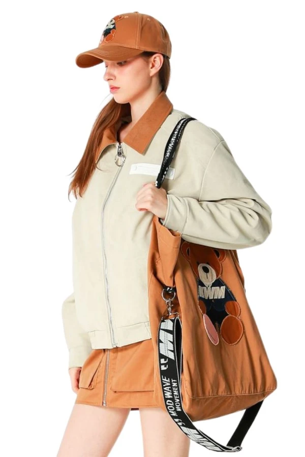MOD WAVE MOVEMENT Τσάντες MWM TEDDY CANVAS PATCH TOTEBAG - CAMEL
