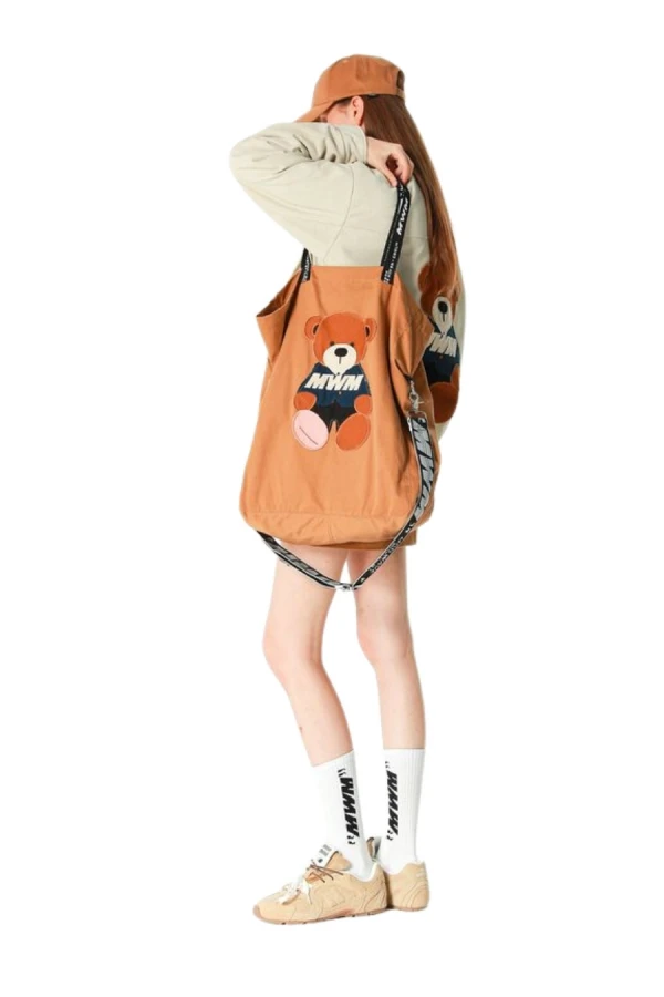 MOD WAVE MOVEMENT Τσάντες MWM TEDDY CANVAS PATCH TOTEBAG - CAMEL