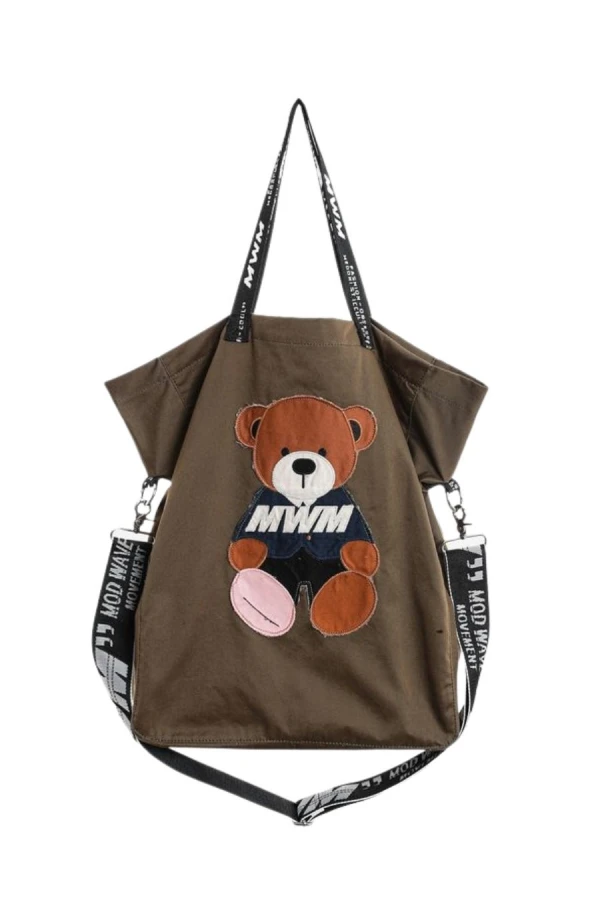 MOD WAVE MOVEMENT Τσάντες MWM TEDDY CANVAS PATCH TOTEBAG - GREEN