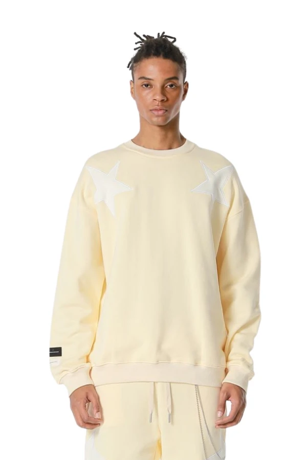 MOD WAVE MOVEMENT Φούτερ λαιμόκοψη MWM WINGS STARS SWEATSHIRT - BEIGE