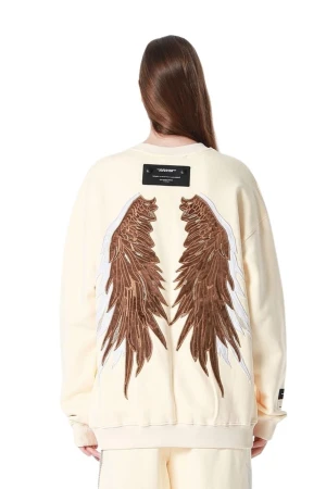 MOD WAVE MOVEMENT Φούτερ λαιμόκοψη MWM WINGS STARS SWEATSHIRT - BEIGE