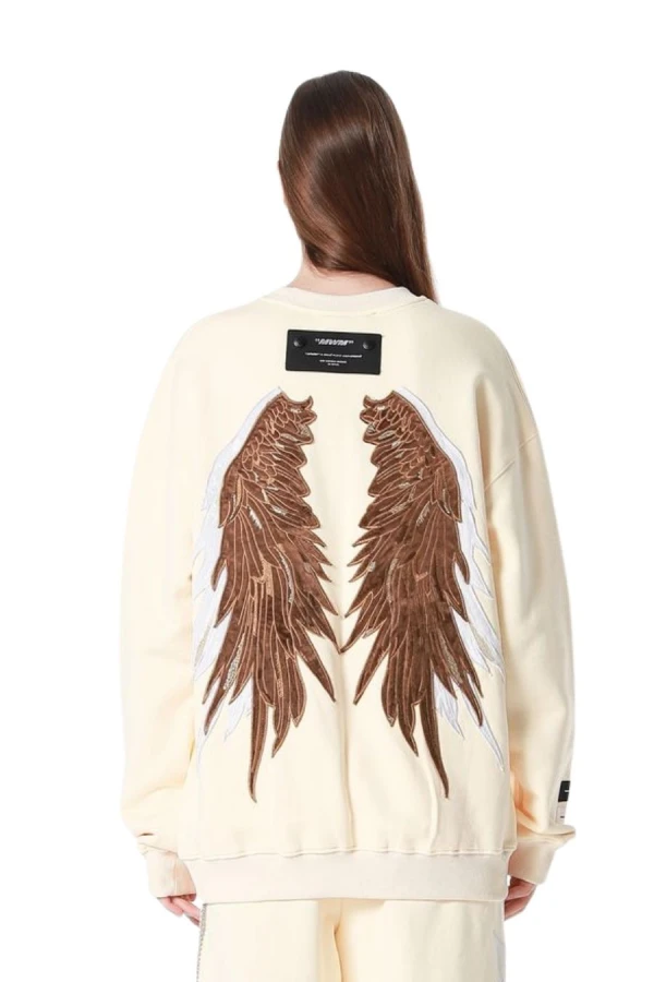 MOD WAVE MOVEMENT Φούτερ λαιμόκοψη MWM WINGS STARS SWEATSHIRT - BEIGE