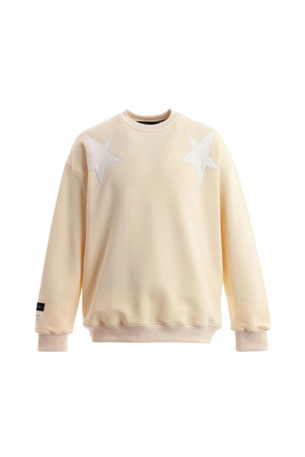MOD WAVE MOVEMENT Φούτερ λαιμόκοψη MWM WINGS STARS SWEATSHIRT - BEIGE