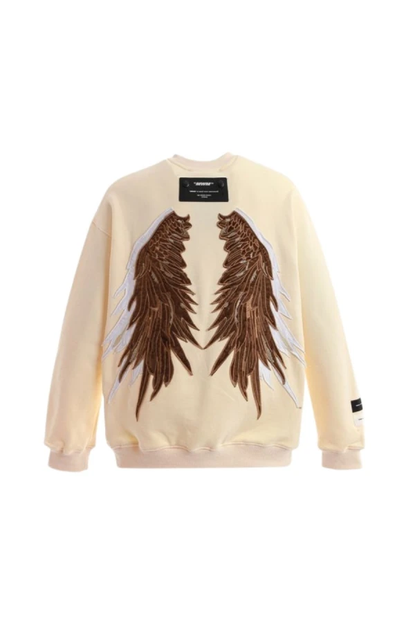 MOD WAVE MOVEMENT Φούτερ λαιμόκοψη MWM WINGS STARS SWEATSHIRT - BEIGE