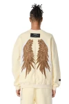 MOD WAVE MOVEMENT Φούτερ λαιμόκοψη MWM WINGS STARS SWEATSHIRT - BEIGE