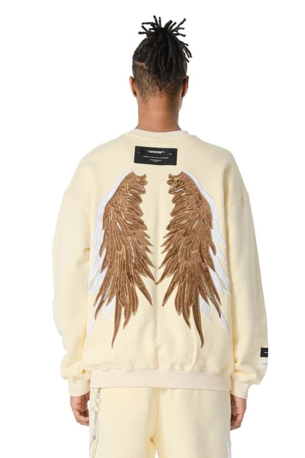 MOD WAVE MOVEMENT Φούτερ λαιμόκοψη MWM WINGS STARS SWEATSHIRT - BEIGE