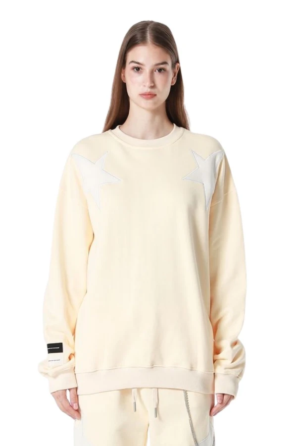 MOD WAVE MOVEMENT Φούτερ λαιμόκοψη MWM WINGS STARS SWEATSHIRT - BEIGE