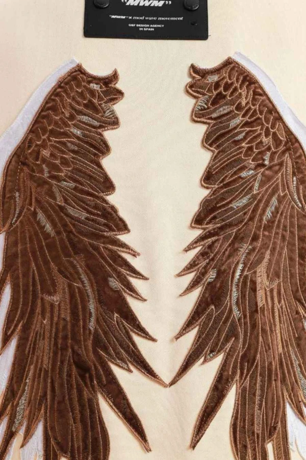 MOD WAVE MOVEMENT Φούτερ λαιμόκοψη MWM WINGS STARS SWEATSHIRT - BEIGE