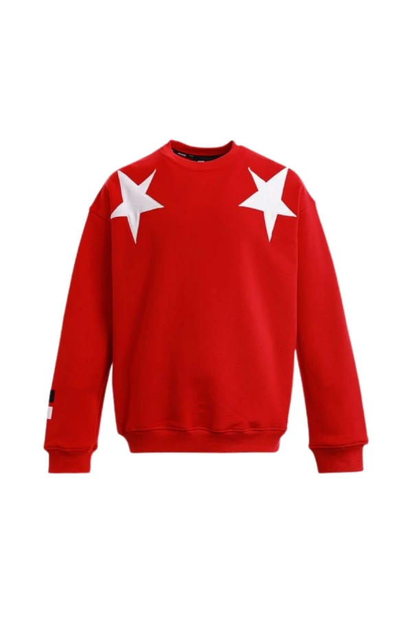 MOD WAVE MOVEMENT Φούτερ λαιμόκοψη MWM WINGS STARS SWEATSHIRT - RED