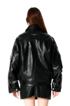 MOD WAVE MOVEMENT Μπουφάν MWM LEATHER FUNNEL NECK PERFECTO JACKET - BLACK