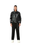 MOD WAVE MOVEMENT Μπουφάν MWM LEATHER FUNNEL NECK PERFECTO JACKET - BLACK