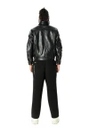 MOD WAVE MOVEMENT Μπουφάν MWM LEATHER FUNNEL NECK PERFECTO JACKET - BLACK