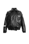 MOD WAVE MOVEMENT Μπουφάν MWM LEATHER FUNNEL NECK PERFECTO JACKET - BLACK