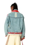 MOD WAVE MOVEMENT Μπουφάν MWM CROPPED DENIM STRAPS JACKET - BLUE