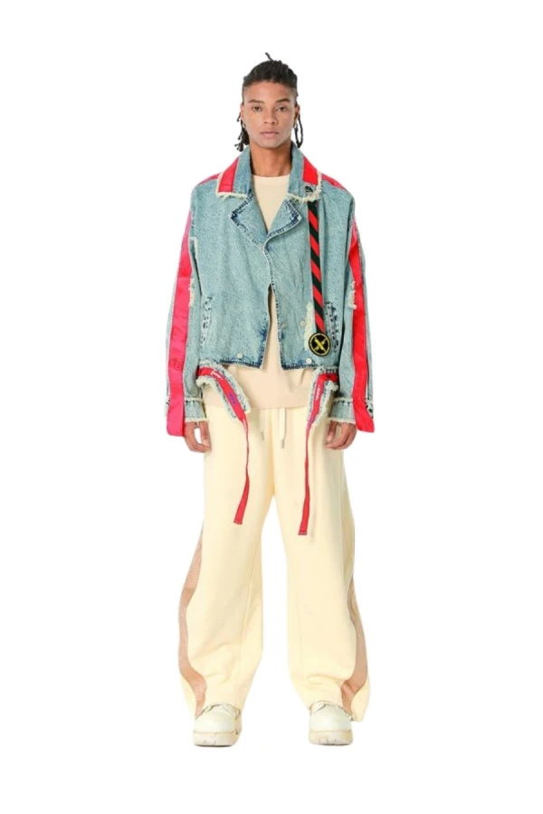 MOD WAVE MOVEMENT Μπουφάν MWM CROPPED DENIM STRAPS JACKET - BLUE