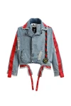 MOD WAVE MOVEMENT Μπουφάν MWM CROPPED DENIM STRAPS JACKET - BLUE