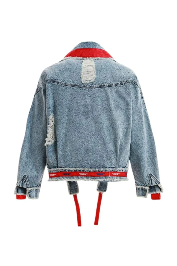 MOD WAVE MOVEMENT Μπουφάν MWM CROPPED DENIM STRAPS JACKET - BLUE