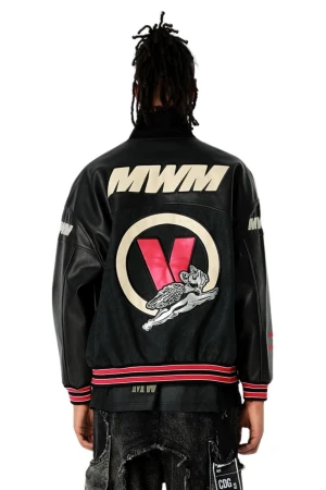 MOD WAVE MOVEMENT Μπουφάν MWM VANGUARD DOGS LEATHER VDOG BOMBER JACKET - BLACK