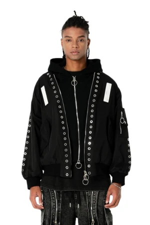 MOD WAVE MOVEMENT Μπουφάν MWM VANGUARD DOGS STUDDED BOMBER JACKET - BLACK