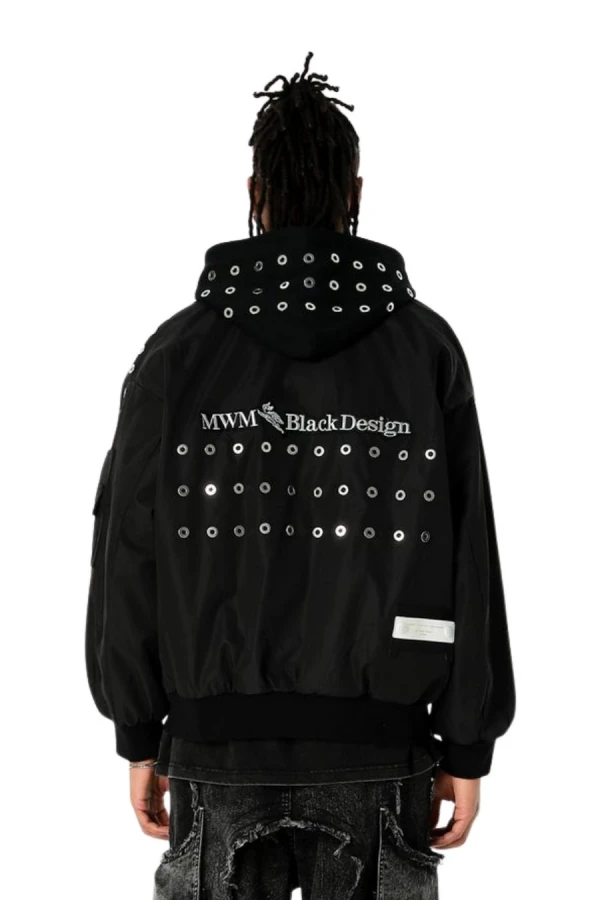 MOD WAVE MOVEMENT Μπουφάν MWM VANGUARD DOGS STUDDED BOMBER JACKET - BLACK