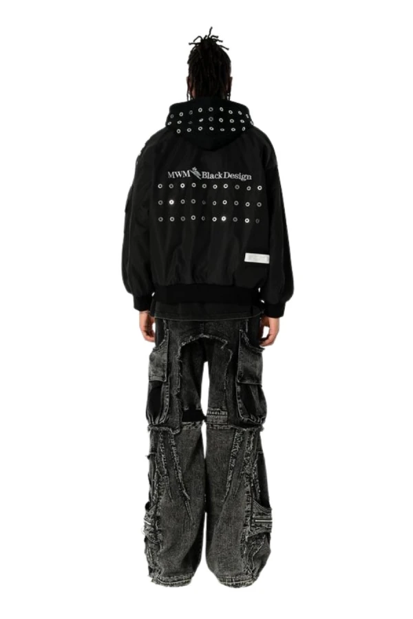 MOD WAVE MOVEMENT Μπουφάν MWM VANGUARD DOGS STUDDED BOMBER JACKET - BLACK