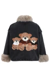 MOD WAVE MOVEMENT Μπουφάν MWM WOMEN TEDDY FUR DENIM JACKET - BLACK