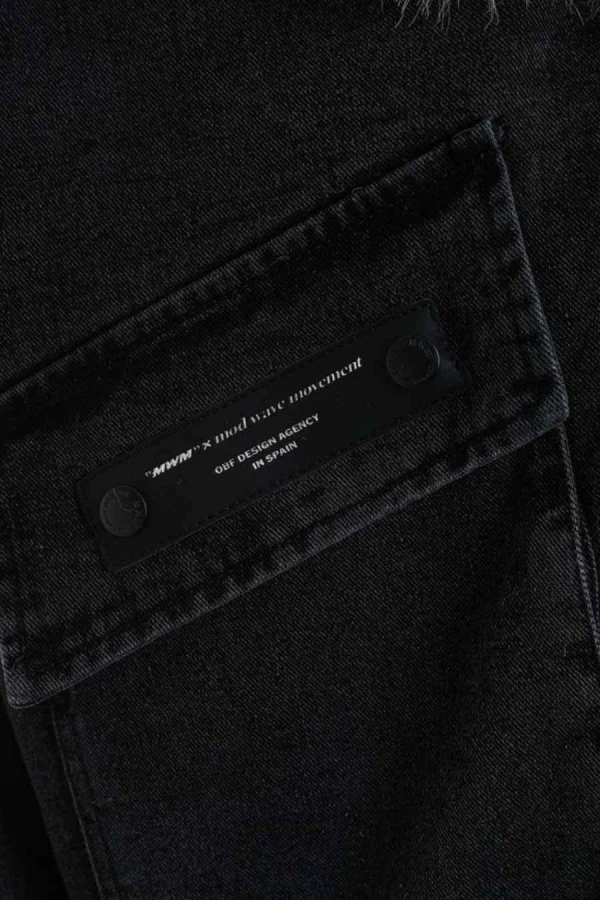 MOD WAVE MOVEMENT Μπουφάν MWM WOMEN TEDDY FUR DENIM JACKET - BLACK