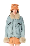 MOD WAVE MOVEMENT Μπουφάν MWM WOMEN TEDDY FUR DENIM JACKET - BLUE