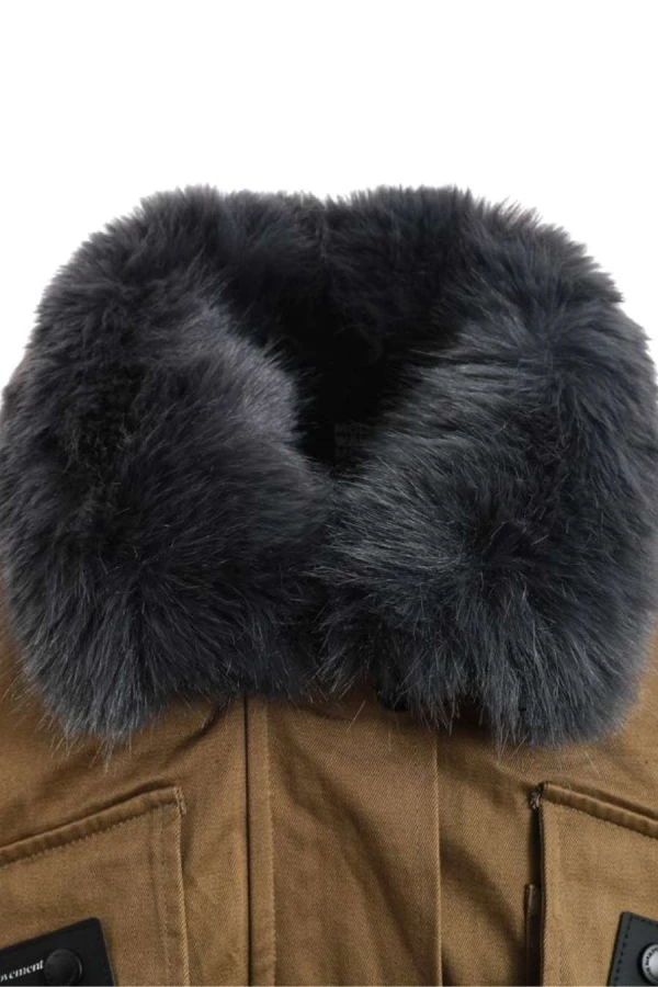 MOD WAVE MOVEMENT Μπουφάν MWM WOMEN TEDDY CANVAS PATCHES FUR JACKET - BROWN