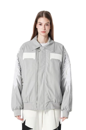 MOD WAVE MOVEMENT Μπουφάν MWM WINGS LEATHER BOMBER JACKET - GREY