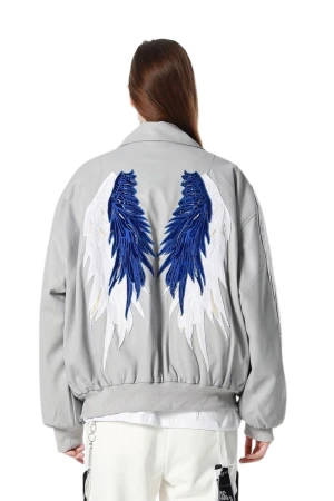 MOD WAVE MOVEMENT Μπουφάν MWM WINGS LEATHER BOMBER JACKET - GREY