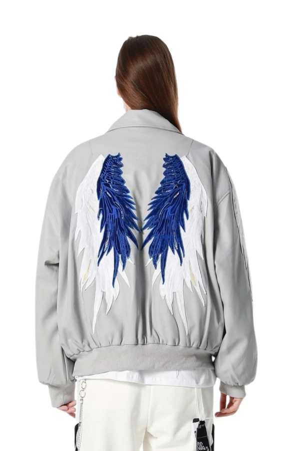 MOD WAVE MOVEMENT Μπουφάν MWM WINGS LEATHER BOMBER JACKET - GREY
