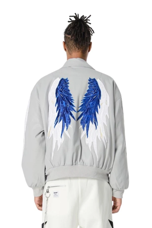 MOD WAVE MOVEMENT Μπουφάν MWM WINGS LEATHER BOMBER JACKET - GREY