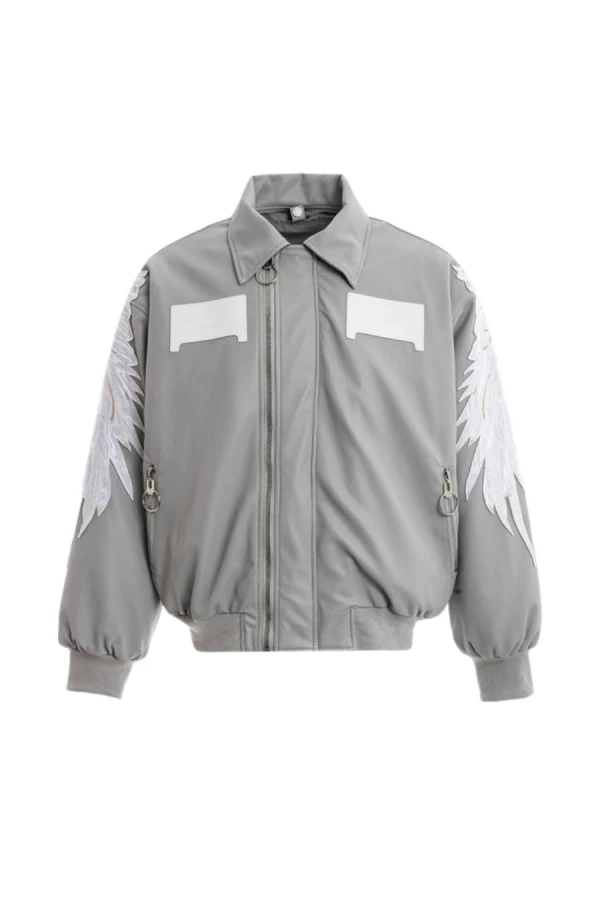 MOD WAVE MOVEMENT Μπουφάν MWM WINGS LEATHER BOMBER JACKET - GREY