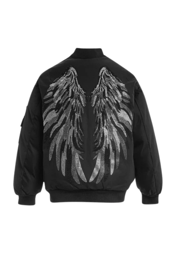 MOD WAVE MOVEMENT Μπουφάν MWM WINGS STRASS OVERSIZE BOMBER JACKET - BLACK