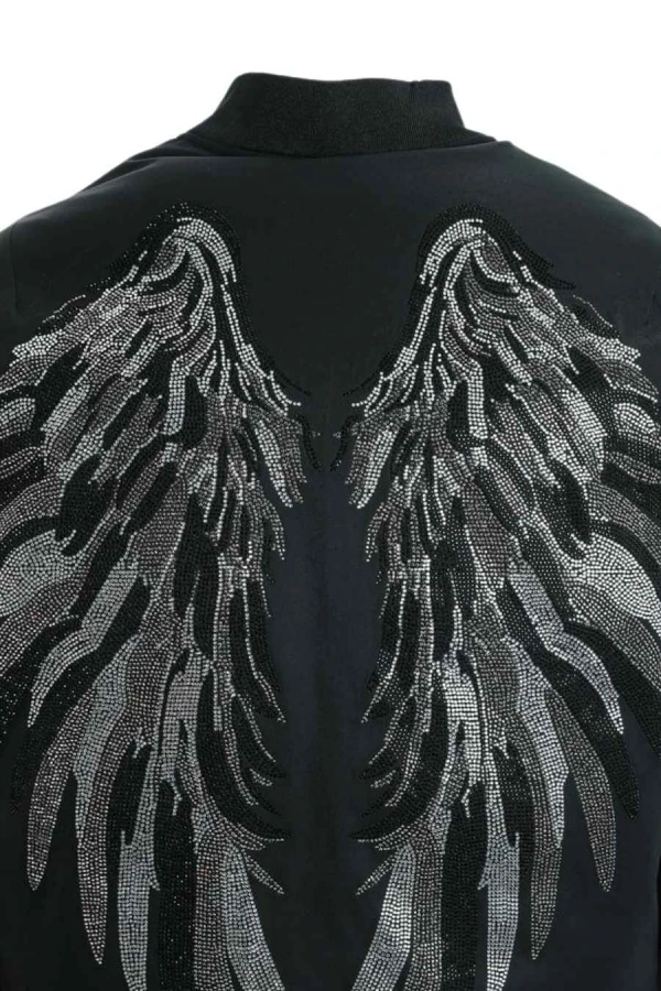 MOD WAVE MOVEMENT Μπουφάν MWM WINGS STRASS OVERSIZE BOMBER JACKET - BLACK